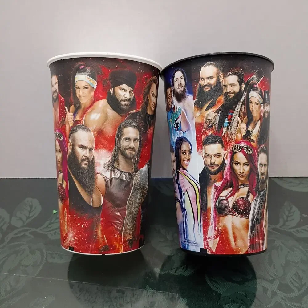 2 WWE Collectable Wrestling Drink Souvenir Cups Wrestle Mania Raw Rhonda Rousey